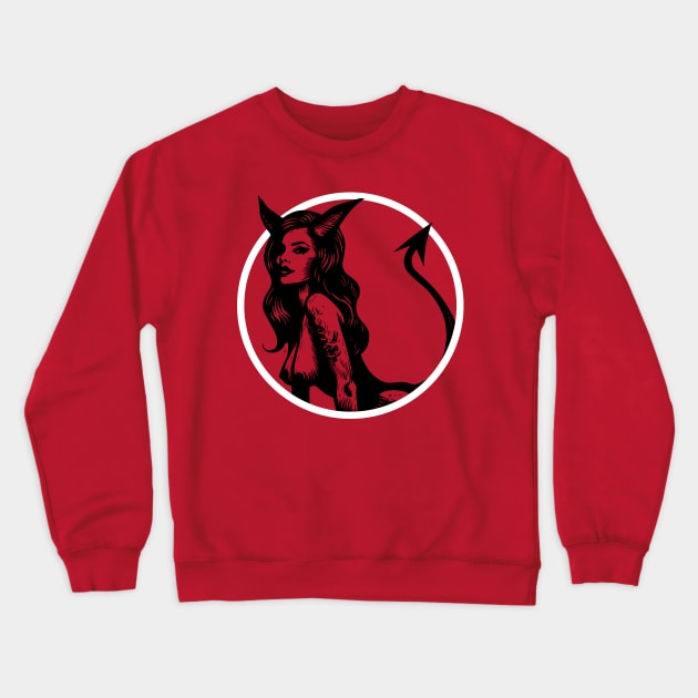 Devil Girl Linocut Crewneck Sweatshirt by n23tees